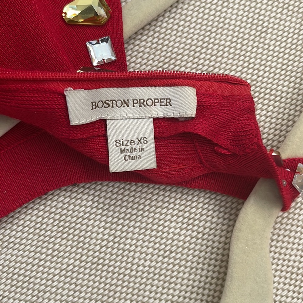 Boston Proper Red Embellished Halter Top - Picture 3 of 3